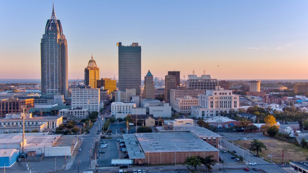 The downtown Mobile, Alabama skyline